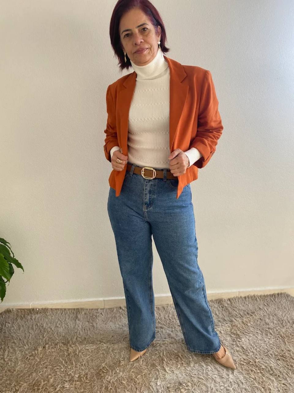 Blazer Laranja com Jeans
